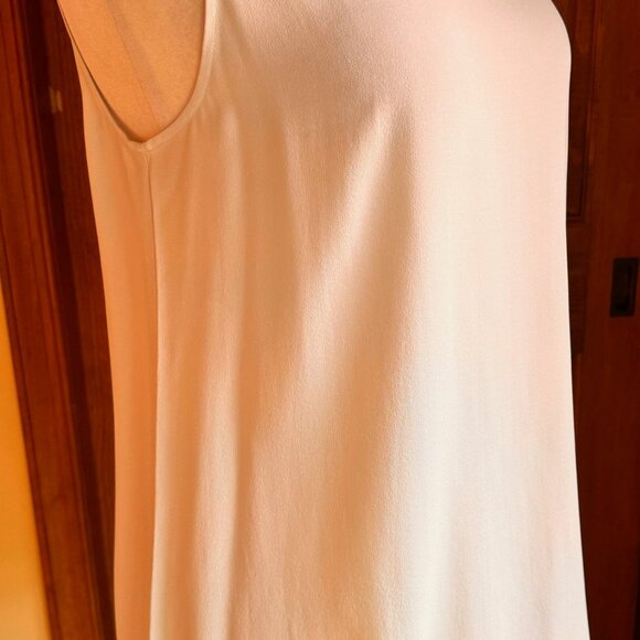 Eileen Fisher Silk Georgette Crepe Bateau Neck Sleeveless Tunic, Bone, SZ M, NWT - Picture 5 of 16